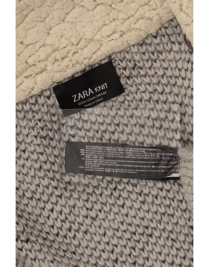 Zara Damen Übergroßer offener Mantel UK 14 Mittelgraues Farbblock-Acryl