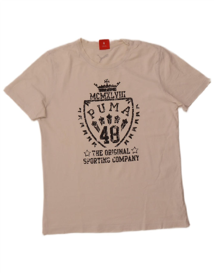 PUMA Herren Grafik T-Shirt Top Small Weiß Baumwolle