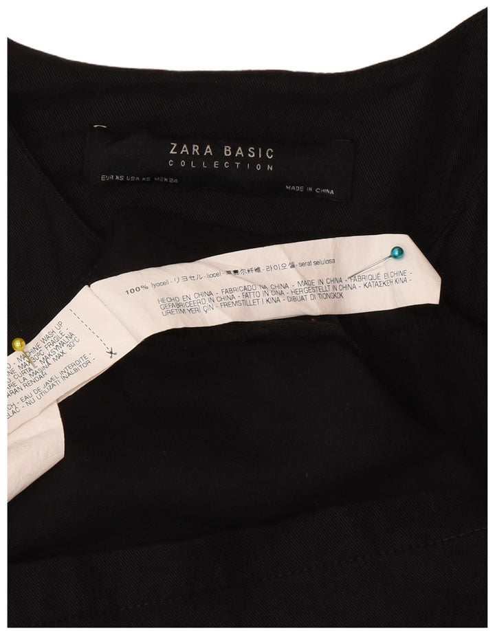Zara Damen-Blazer mit durchgehendem Reißverschluss, UK 6 XS, schwarzes Lyocell