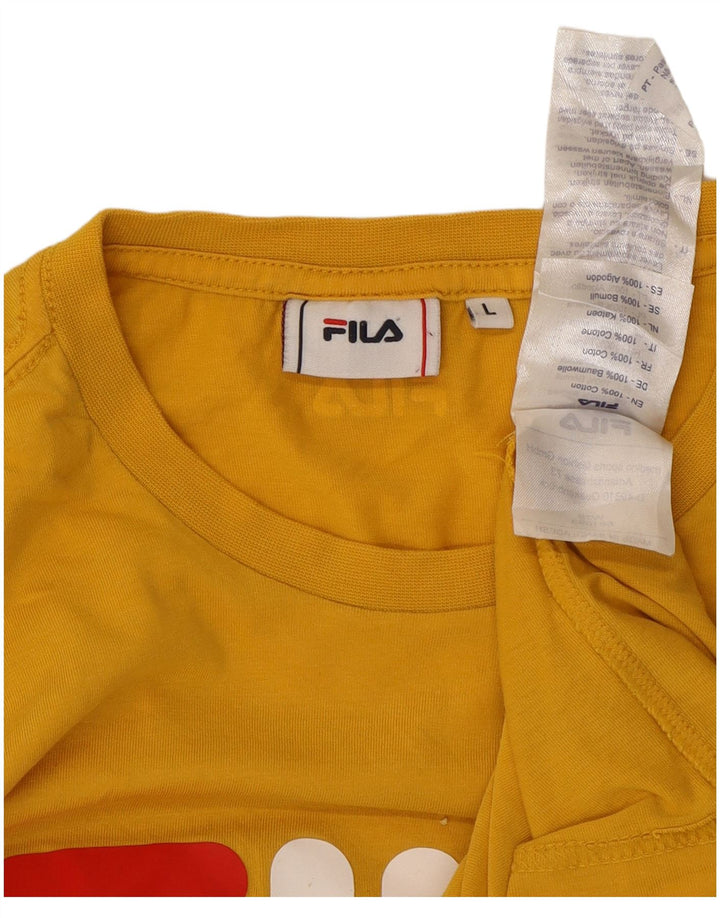 Fila Herren Grafik-T-Shirt-Oberteil, groß, gelbe Baumwolle