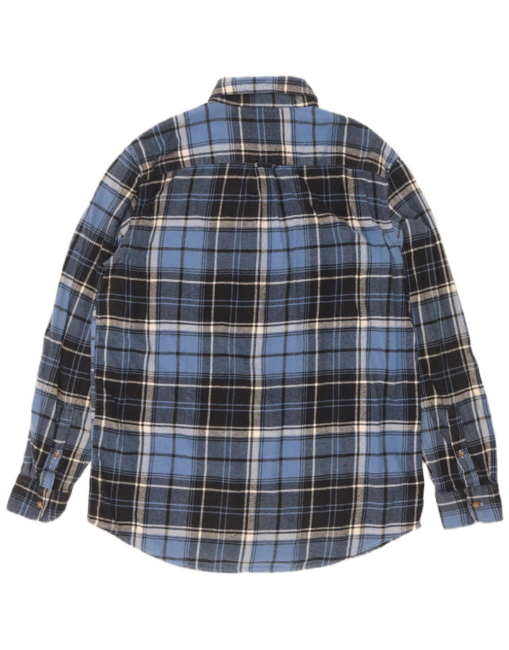 Chaps Herren-Flanellhemd aus mittelblau karierter Baumwolle