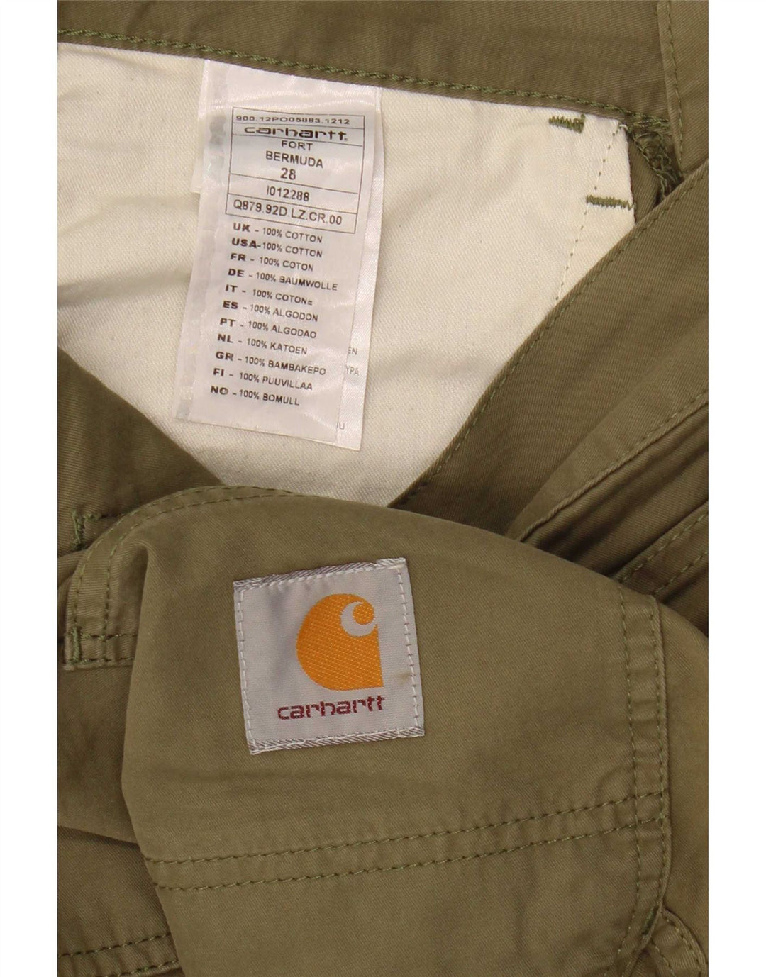 Carhartt Herren Cargo-Bermudashorts W28 Small Khaki Baumwolle