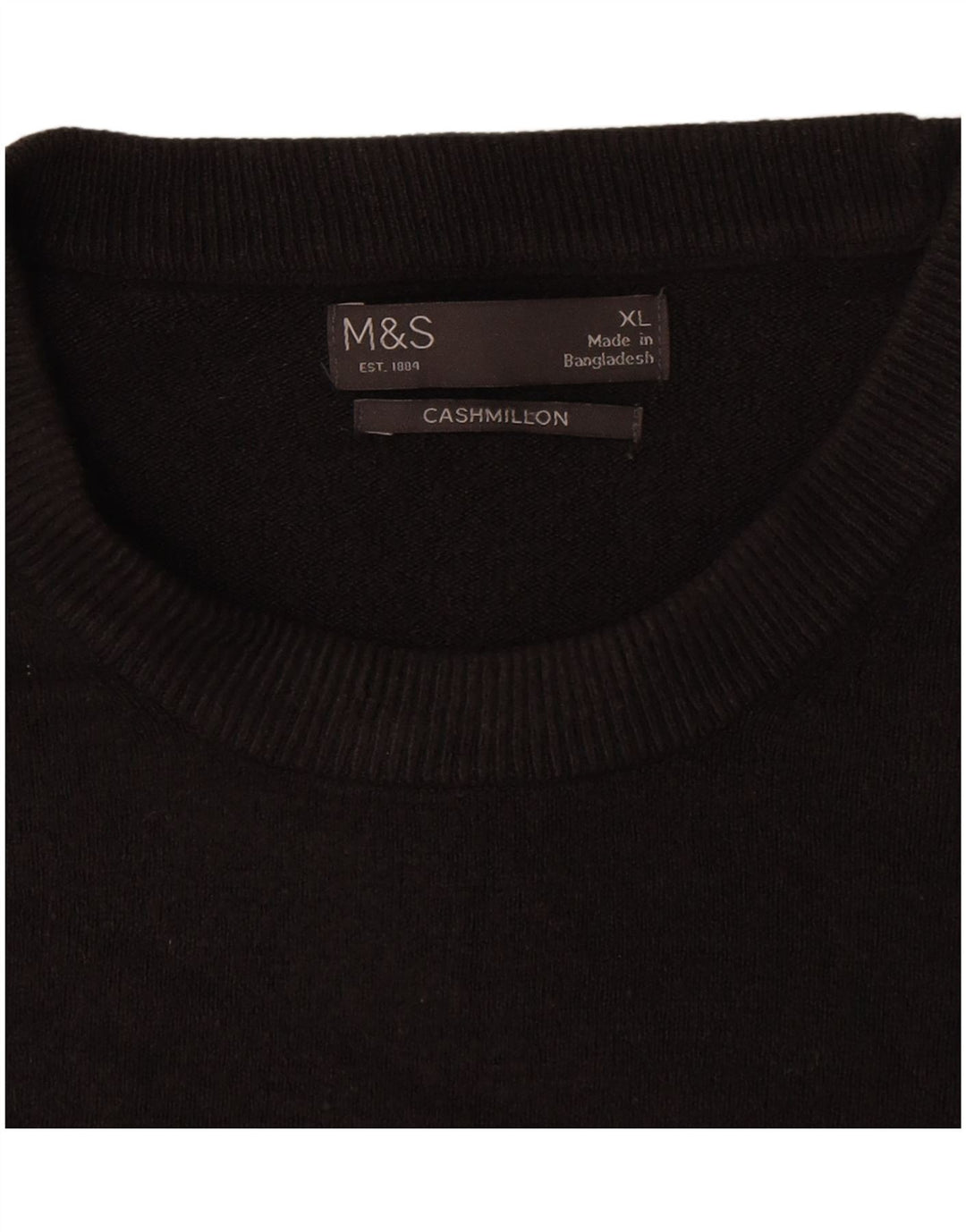 Marks & Spencer Herren-Pullover mit Rundhalsausschnitt, XL, schwarzes Acryl