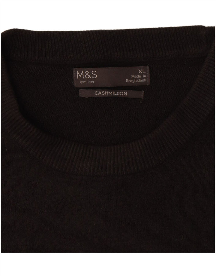 Marks & Spencer Herren-Pullover mit Rundhalsausschnitt, XL, schwarzes Acryl