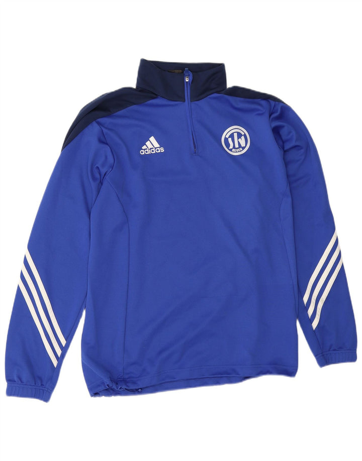 Adidas Herren-Trainingsanzug-Oberteil mit grafischem Reißverschluss und Rundhalsausschnitt, Größe L, Blau, Farbblock