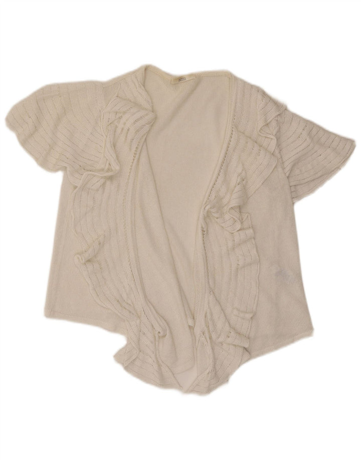 Marks & Spencer Damen-Cardigan mit Rüschen vorne, offen, Gr. 16, Weiß