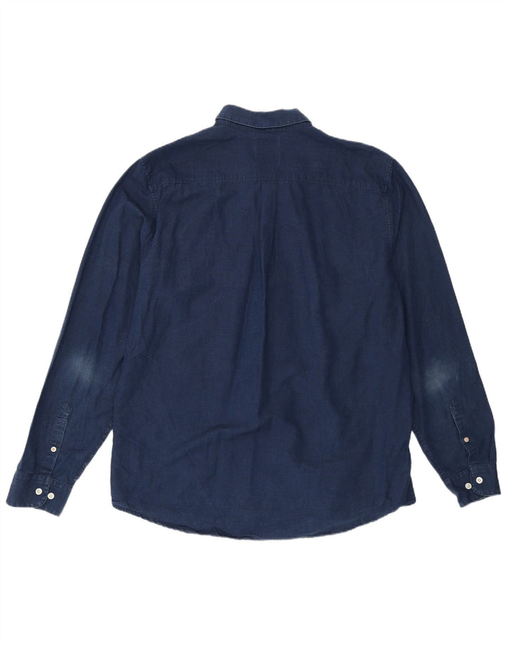 SUPERDRY Herren-Jeanshemd mit normaler Passform, 3XL, marineblaue Baumwolle