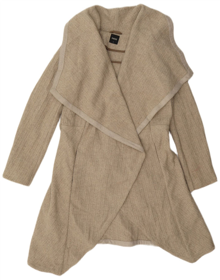 Oasis Damen Übergroßer offener Mantel UK 10 Small Beige Wolle