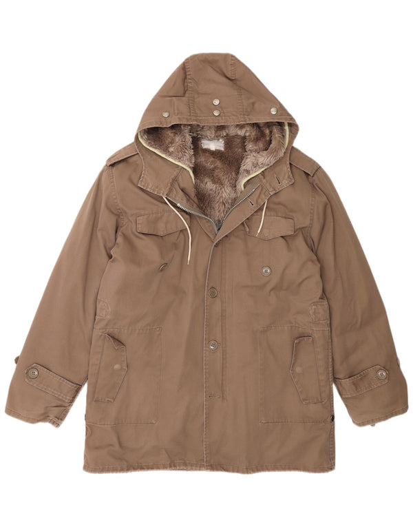 Vintage Herren Militär-Sherpa-Parka mit Kapuze, UK 40, Braun