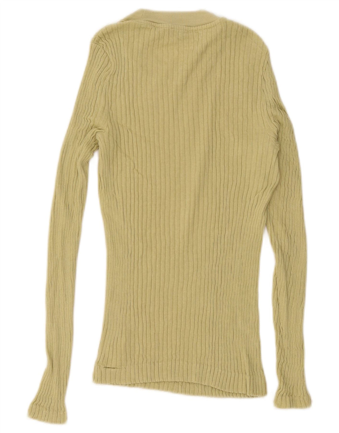 Massimo Dutti Herren-Pullover mit Rundhalsausschnitt, XS, gelbe Baumwolle