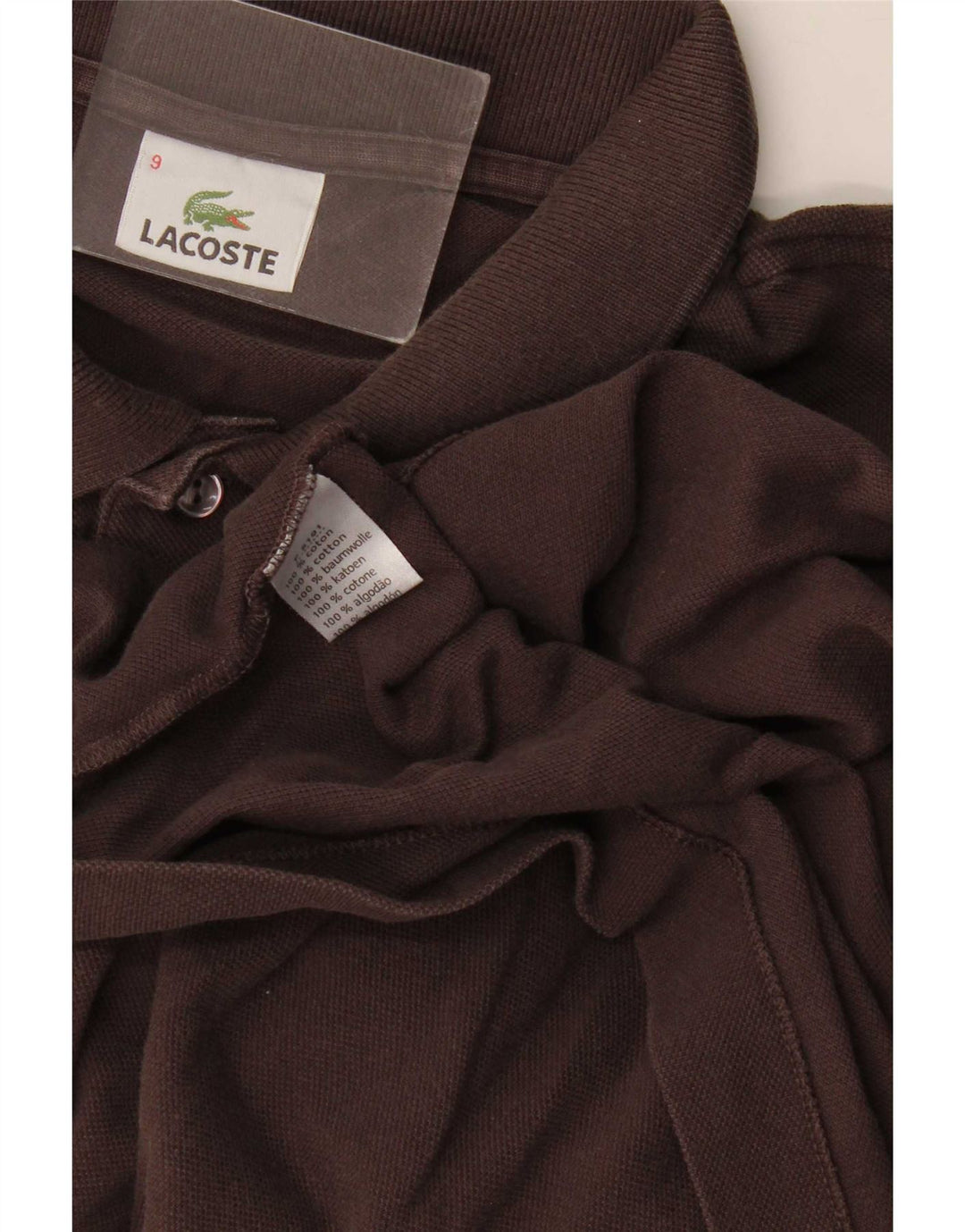 Lacoste Herren Poloshirt Größe 9 4XL Braune Baumwolle