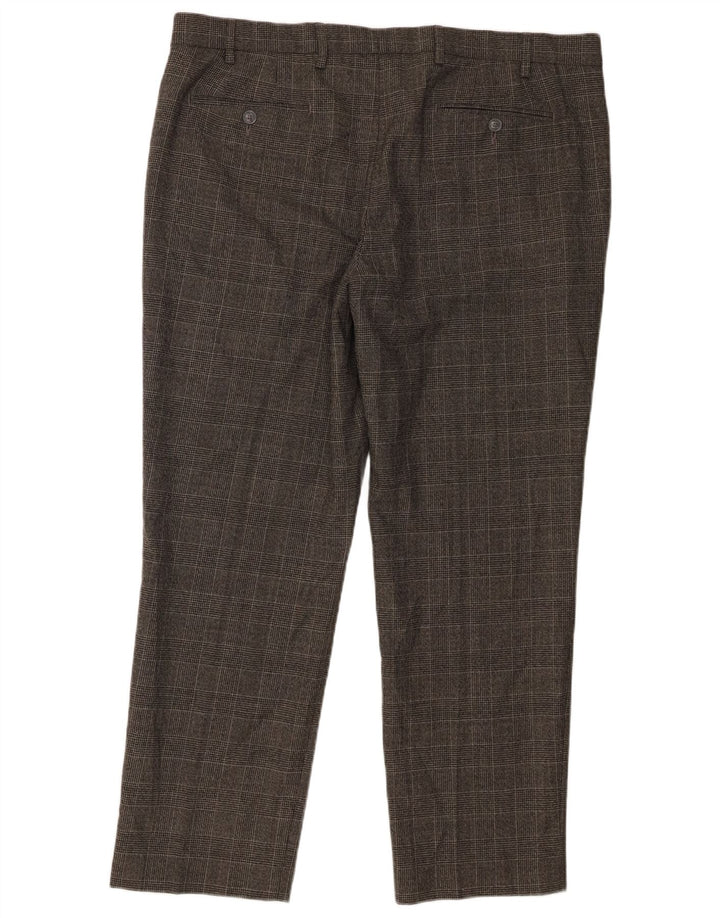 Marks & Spencer Herren-Anzughose mit gerader Passform und normaler Passform, W40 L29, grau kariert