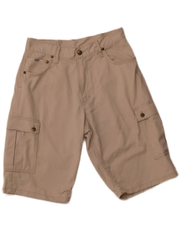 VINTAGE Herren-Cargoshorts mit hoher Taille, W31, mittelbeige Baumwolle