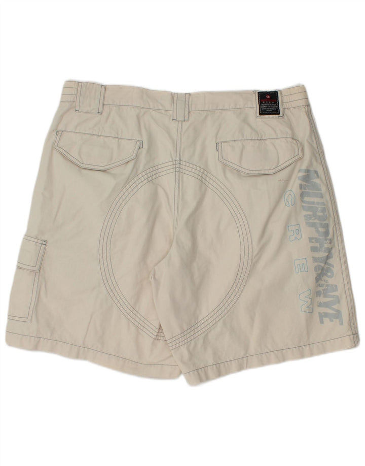 Murphy & Nye Herren Graphic Cargo Shorts W38 XL Weiße Baumwolle
