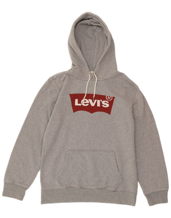 LEVI'S Damen-Kapuzenpullover mit Grafik, UK 14, mittelgraue Baumwolle