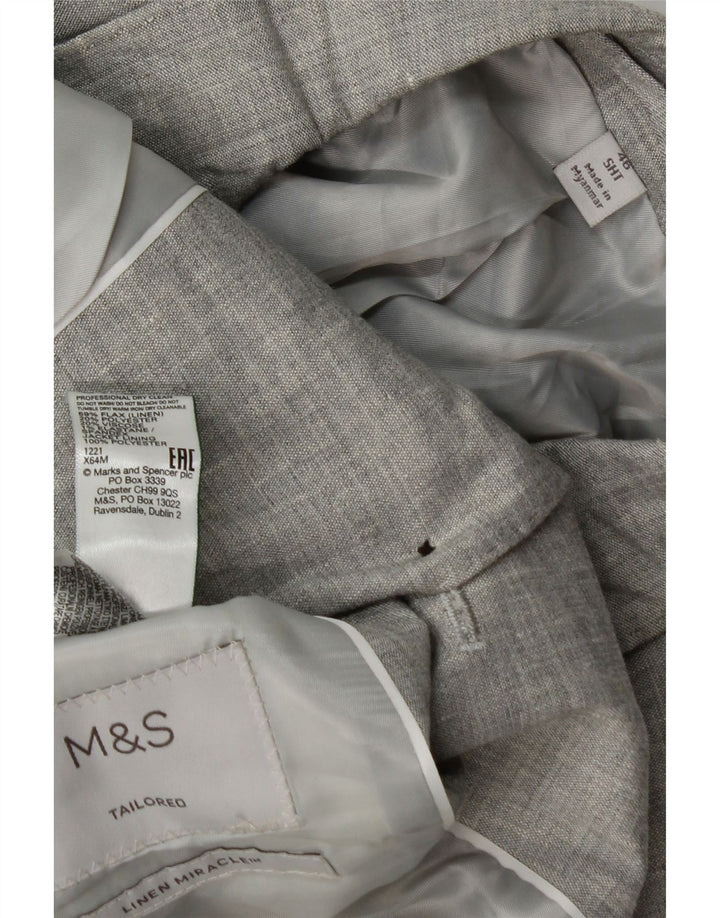 Marks & Spencer Herren-Blazer mit 2 Knöpfen, IT 48, mittelgraues Leinen