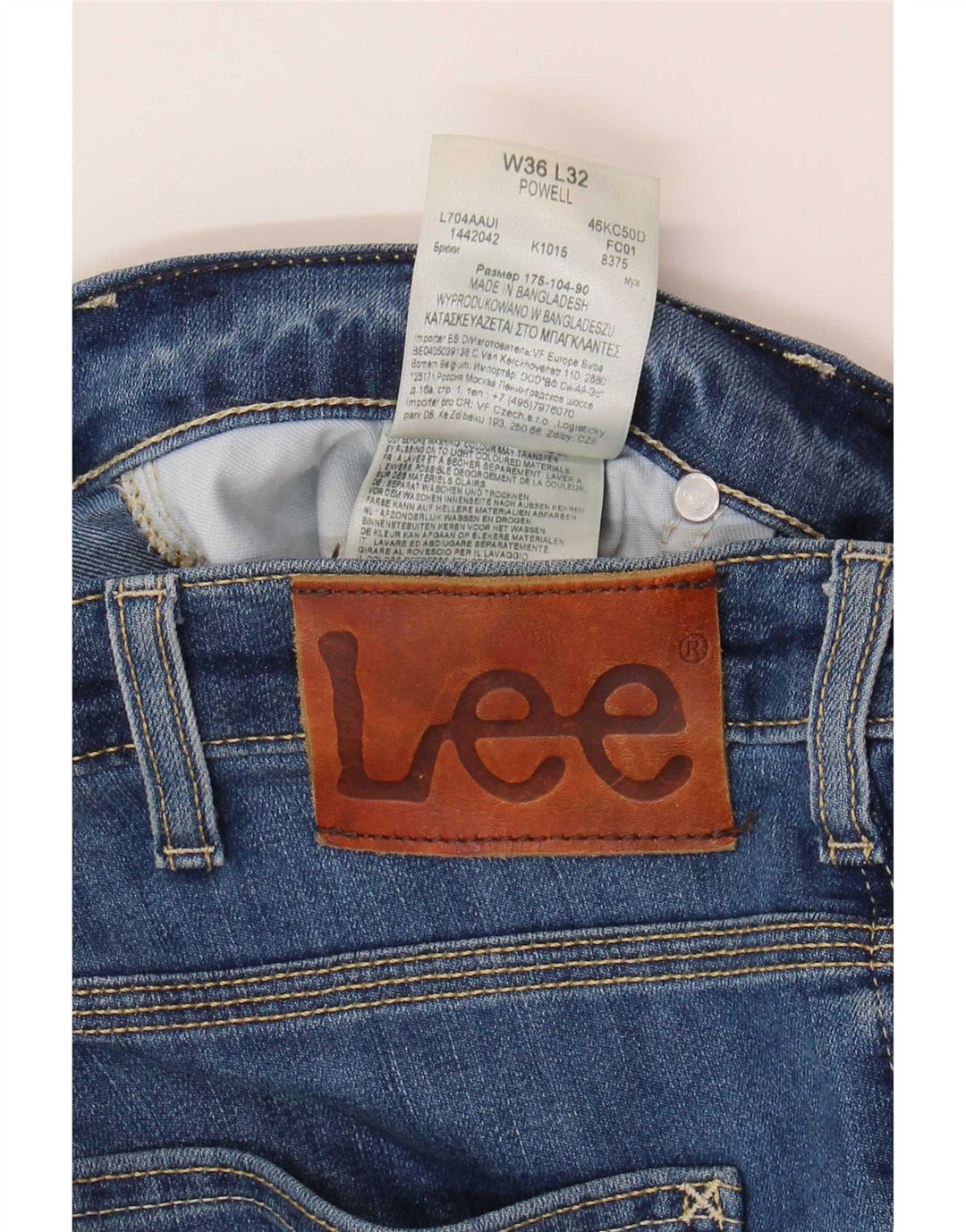 Lee Herren Powell Slim Jeans W36 L32 Blaue Baumwolle