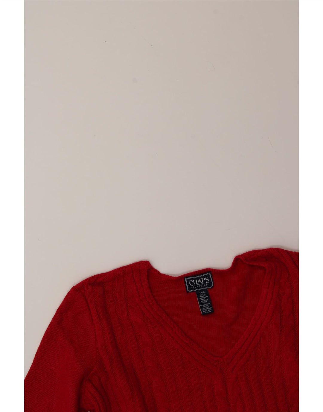 CHAPS Womens Classics V-Neck Jumper Sweater UK 16 Large Red Cotton Vintage Chaps and Second-Hand Chaps from Messina Hembry 
