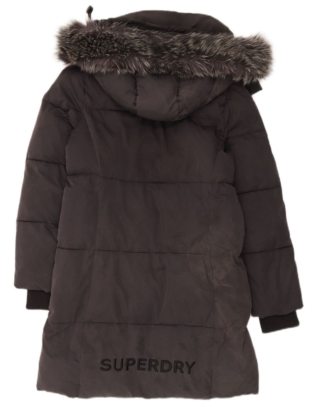 Superdry Damen-Kapuzenübergroßer, wattierter Mantel, UK 10, Größe S, Grau, Polyester