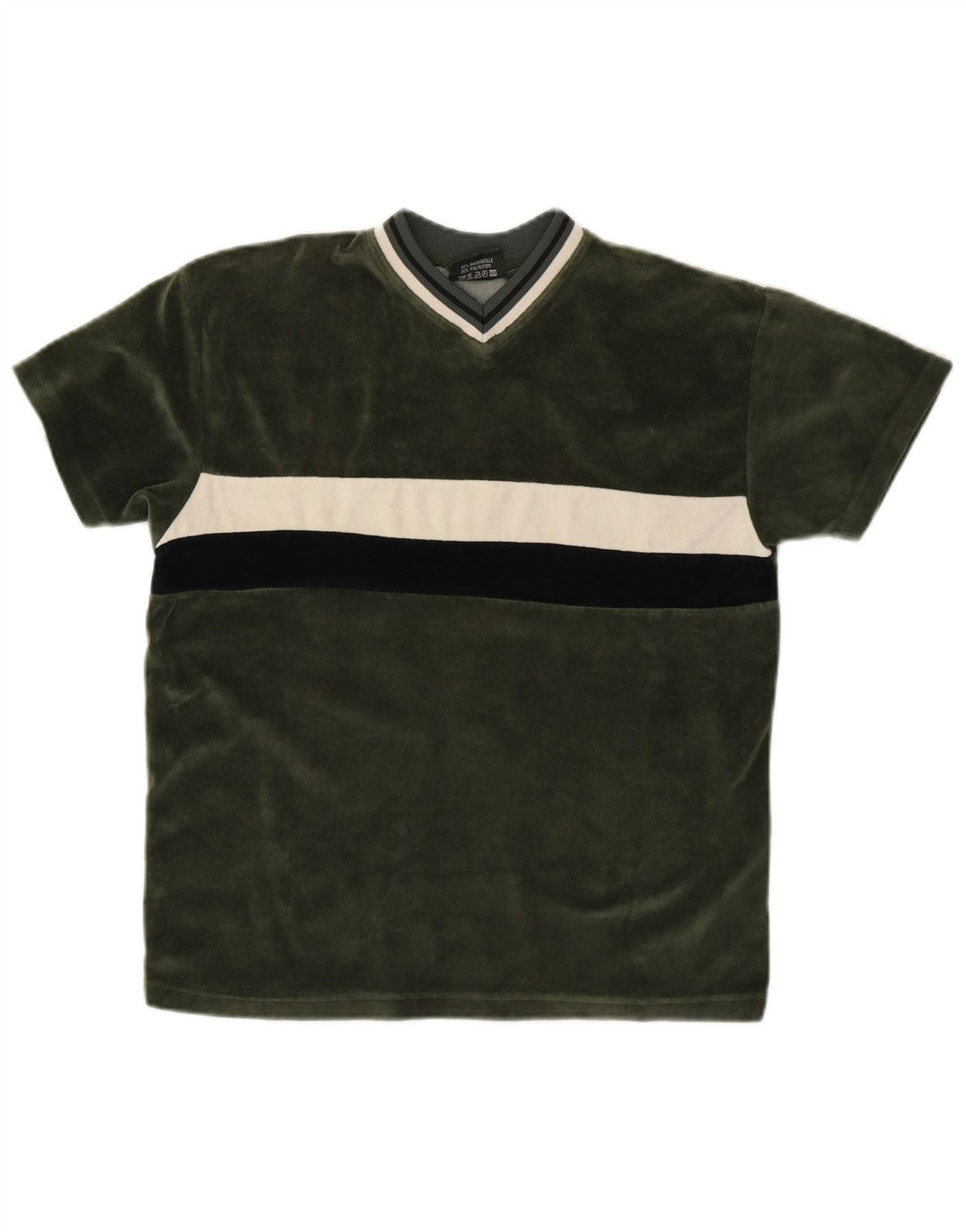 VINTAGE T-Shirt-Oberteil für Jungen, 12–13 Jahre, mittelgrüne Colourblock-Baumwolle