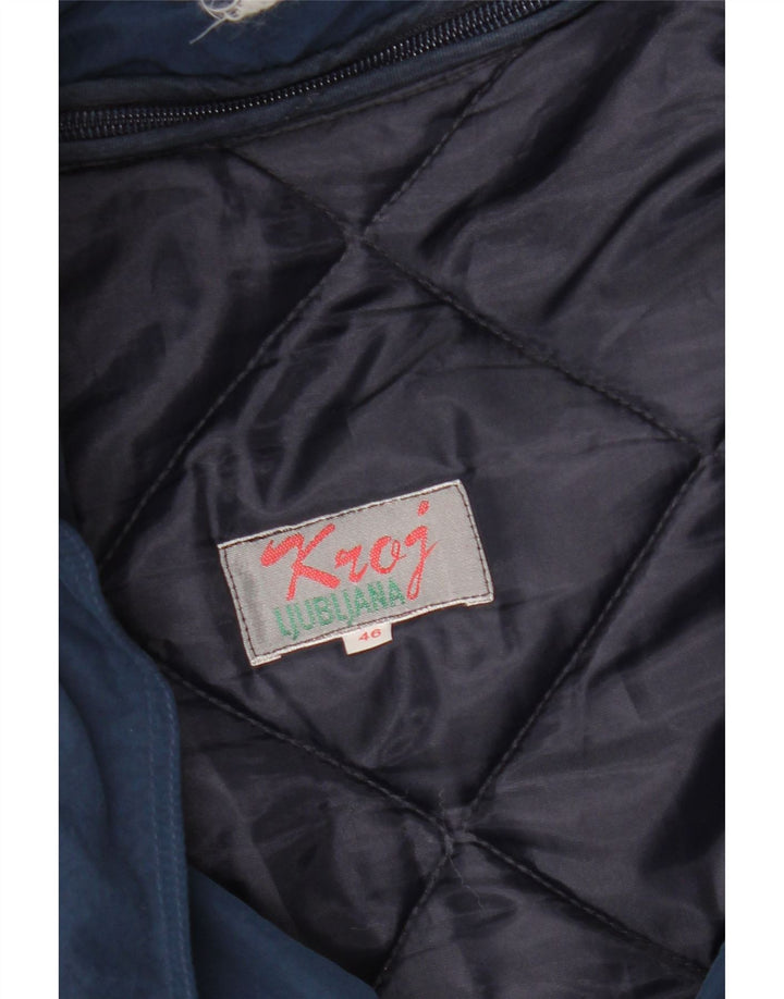 Vintage Herren-Jacke mit Kapuze, lockere Passform, gepolstert, EU 46, klein, Marineblau