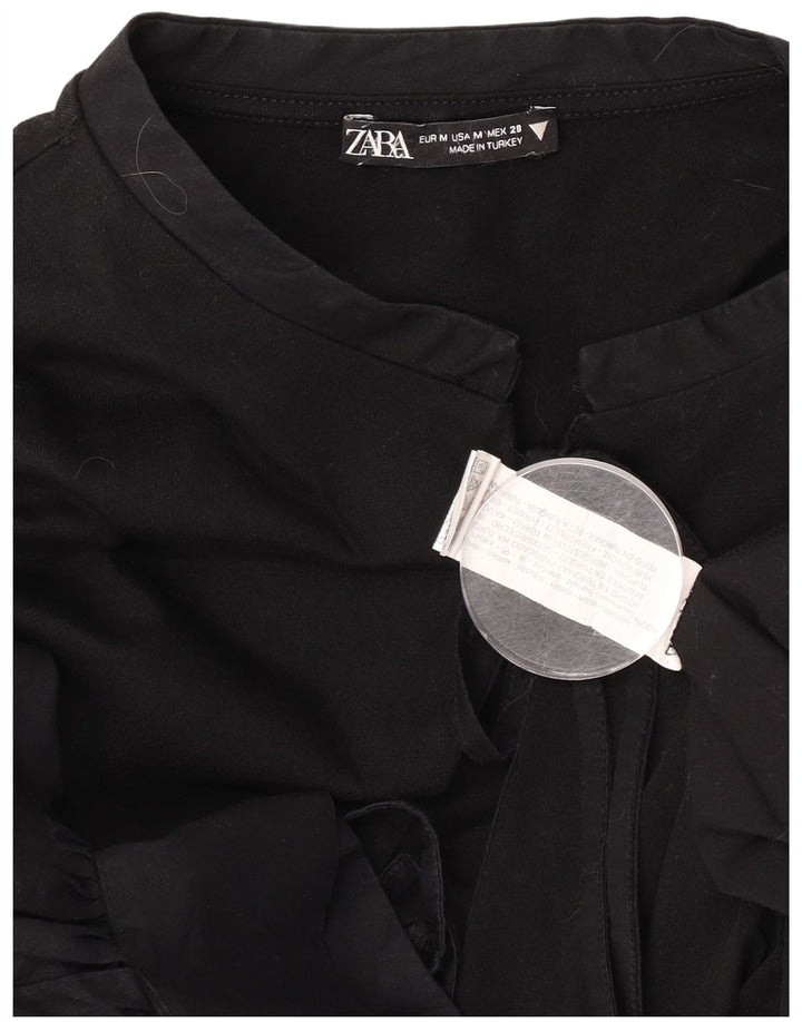 Zara Damen-Blusenoberteil mit 3/4-Ärmeln, UK-Größe 44, mittelschwarz, Baumwolle