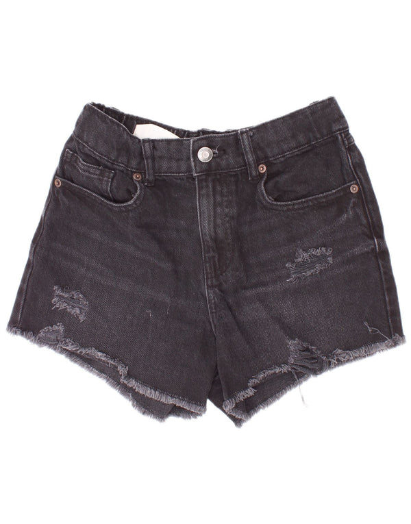Zara Jeansshorts im Used-Look für Mädchen, 11–12 Jahre, W24, graue Baumwolle
