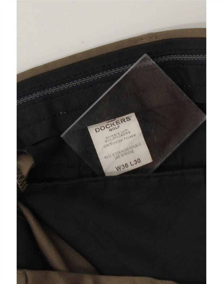 DOCKERS Mens Golf Straight Chino Trousers W36 L30 Brown Polyester Vintage Dockers and Second-Hand Dockers from Messina Hembry 