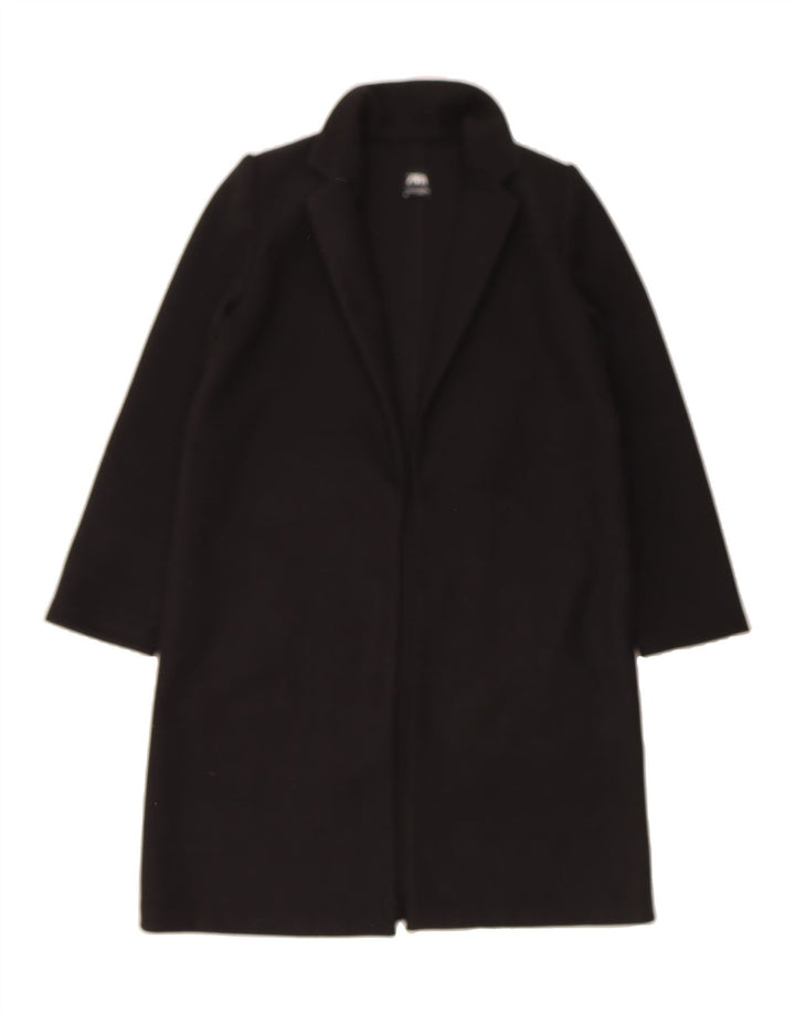 ZARA Womens Open Overcoat UK 14 Large Black Polyester Vintage Zara and Second-Hand Zara from Messina Hembry 