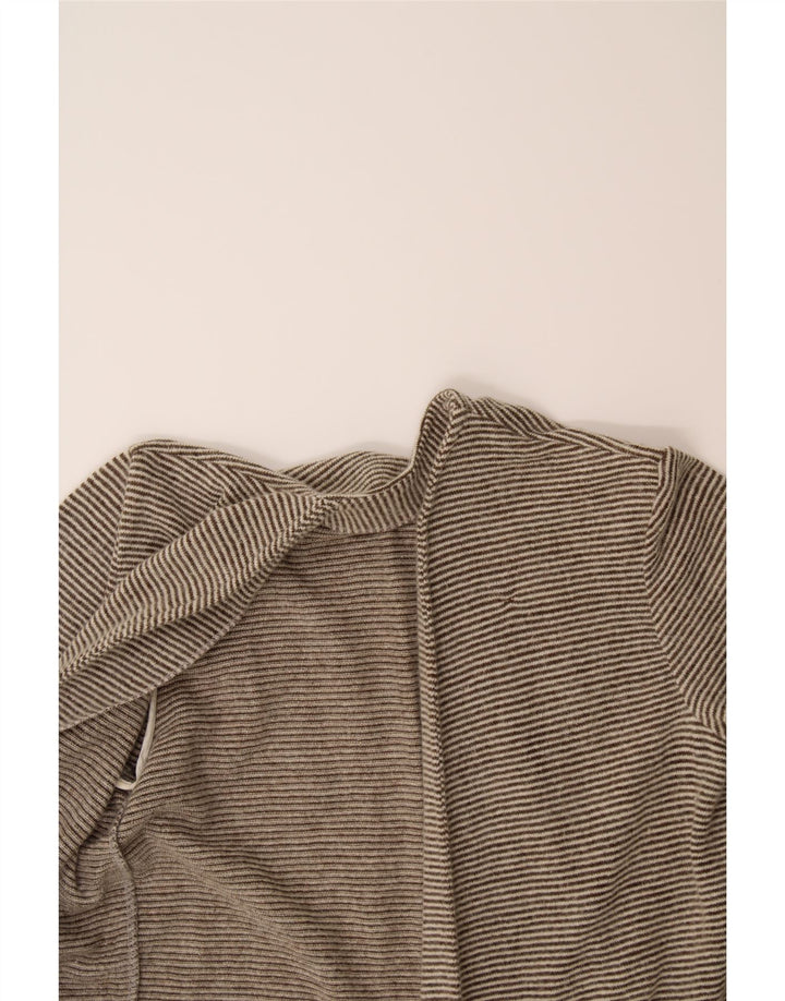 VINTAGE Womens Open Cardigan Sweater IT 44 Medium Beige Striped Wool Vintage Vintage and Second-Hand Vintage from Messina Hembry 