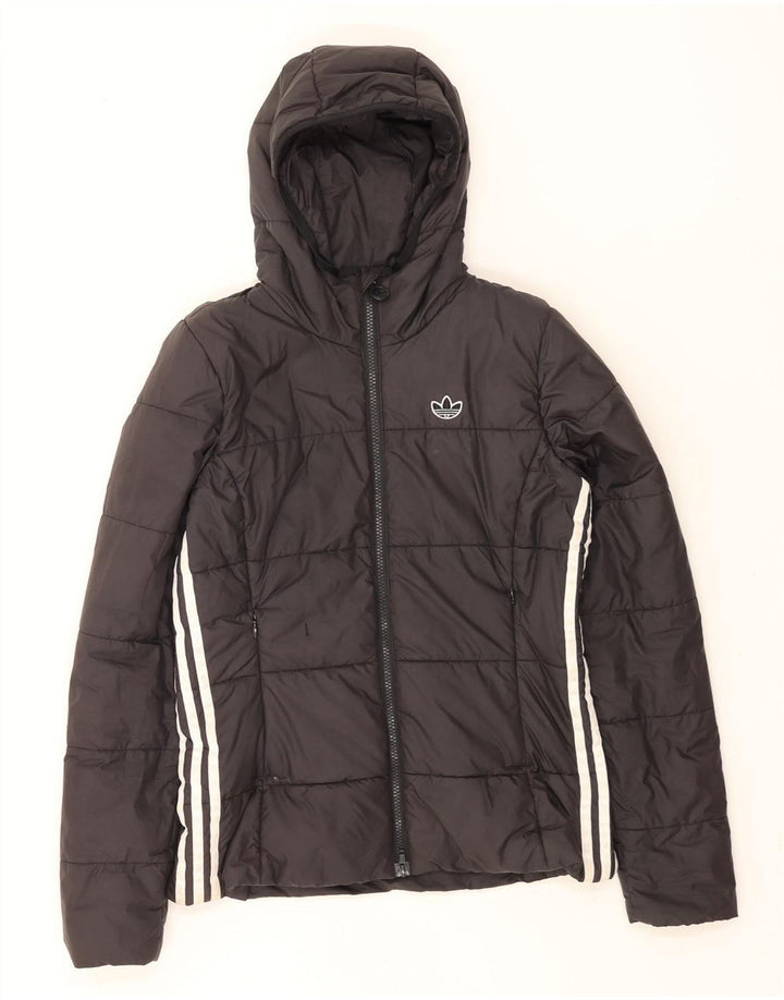 Adidas Damen-Kapuzenjacke, wattiert, Gr. 10, Größe S, Schwarz, Polyester