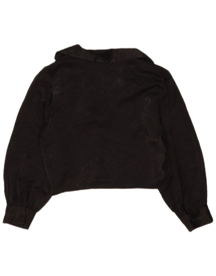 Zara Damen Crop Übergroße Hemdbluse UK 6 XS Schwarz Polyester