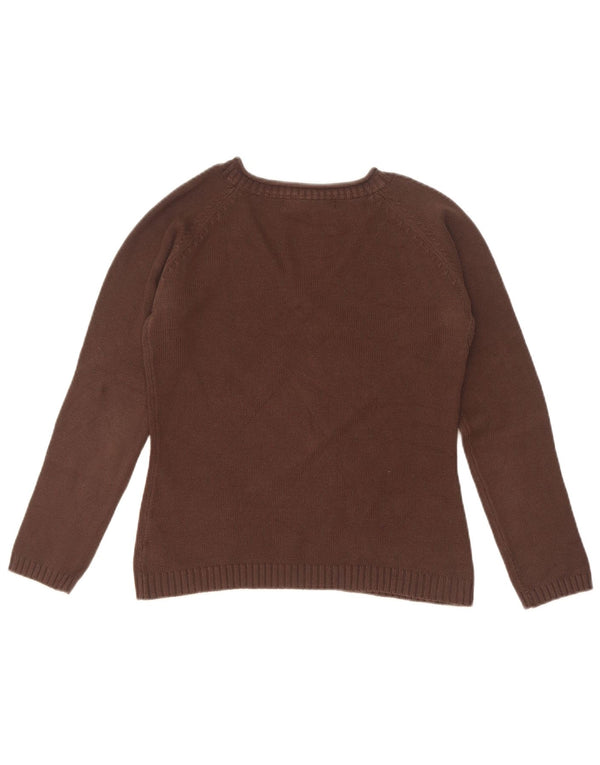 Zara Damen Crop V-Ausschnitt Pullover Pullover UK 12 Mittelbraune Baumwolle
