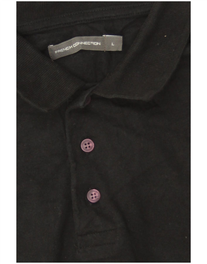 French Connection Herren-Poloshirt, groß, aus schwarzer Baumwolle