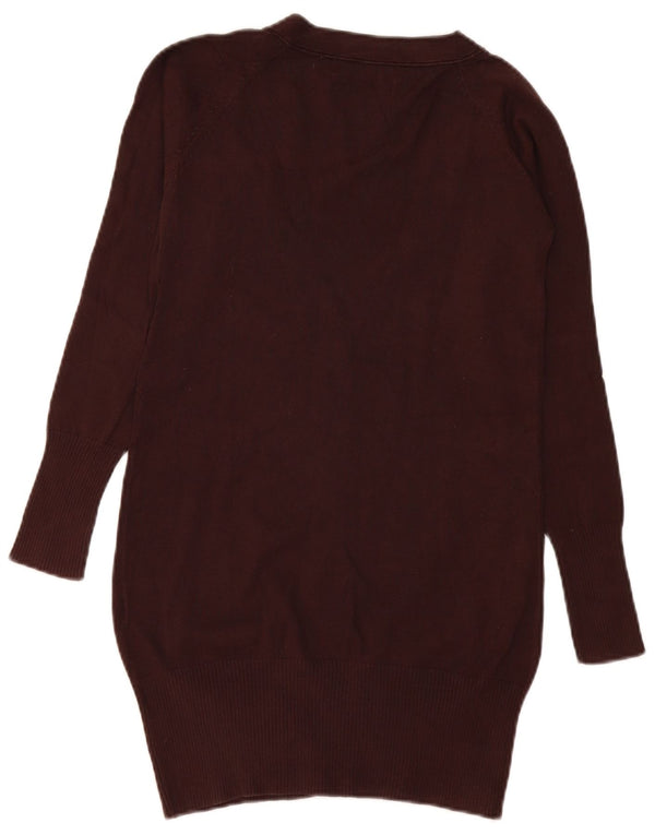 Zara Damen Longline-Cardigan-Pullover UK 10 Small Braune Baumwolle