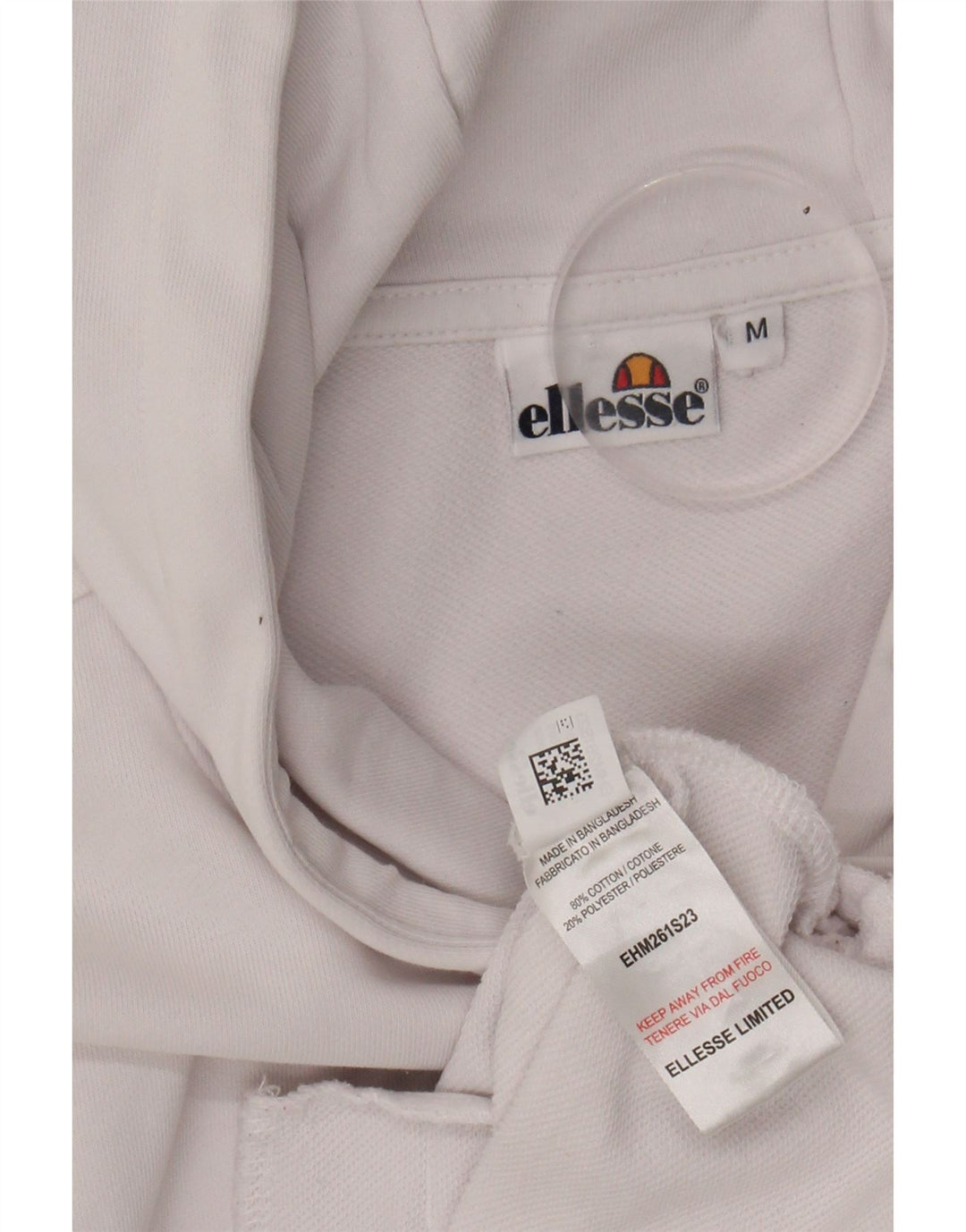 ELLESSE Mens Graphic Hoodie Jumper Medium White Cotton Vintage Ellesse and Second-Hand Ellesse from Messina Hembry 