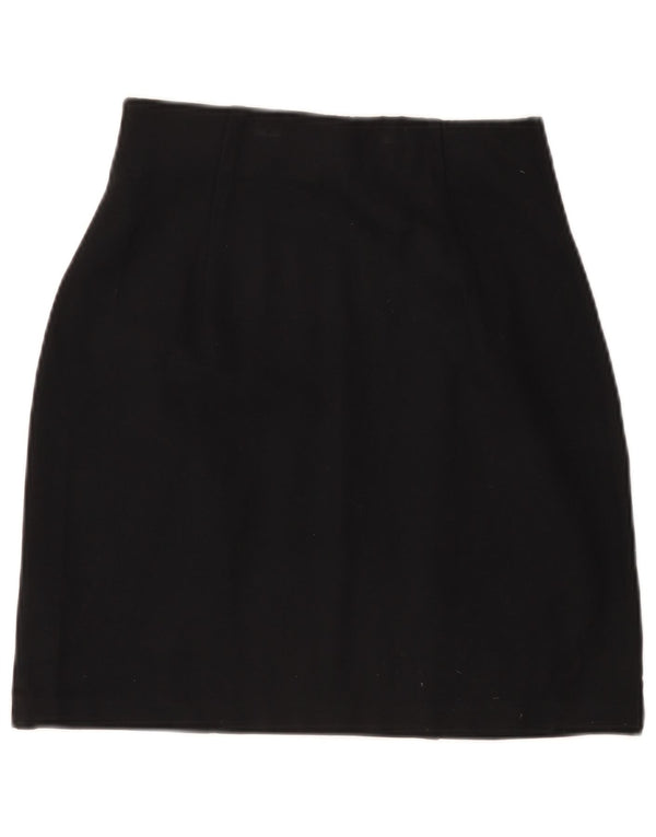 Marks & Spencer Damen A-Linienrock UK 10 Small W27 Schwarze Viskose