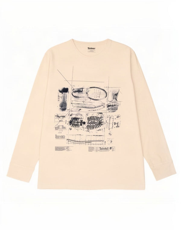Timberland Herren Graphic Top Langarm XL Weiße Baumwolle