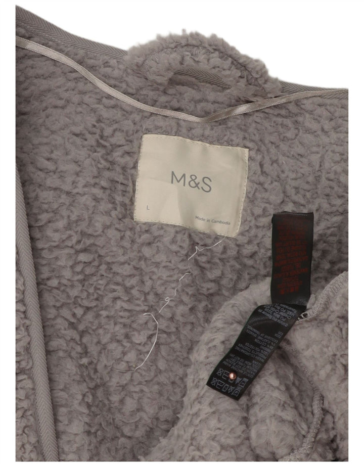 Marks & Spencer Damen Übergroßer offener Fleecemantel UK 16 Large Grau