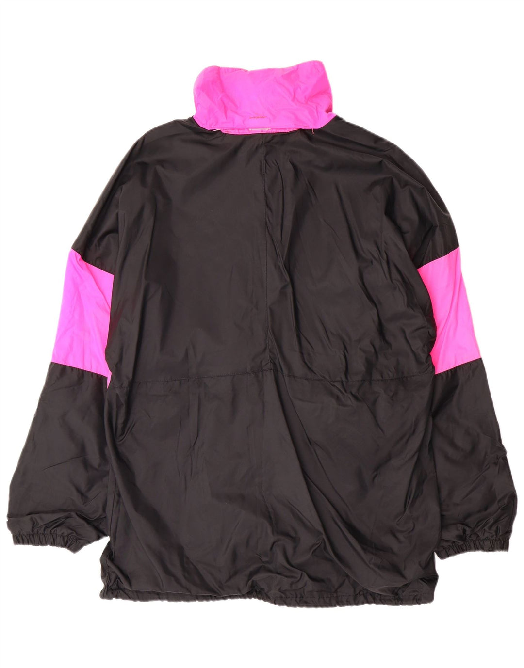 VINTAGE Herren-Anorakjacke mit Kapuze, UK 38, mittelschwarzes Colourblock-Polyamid