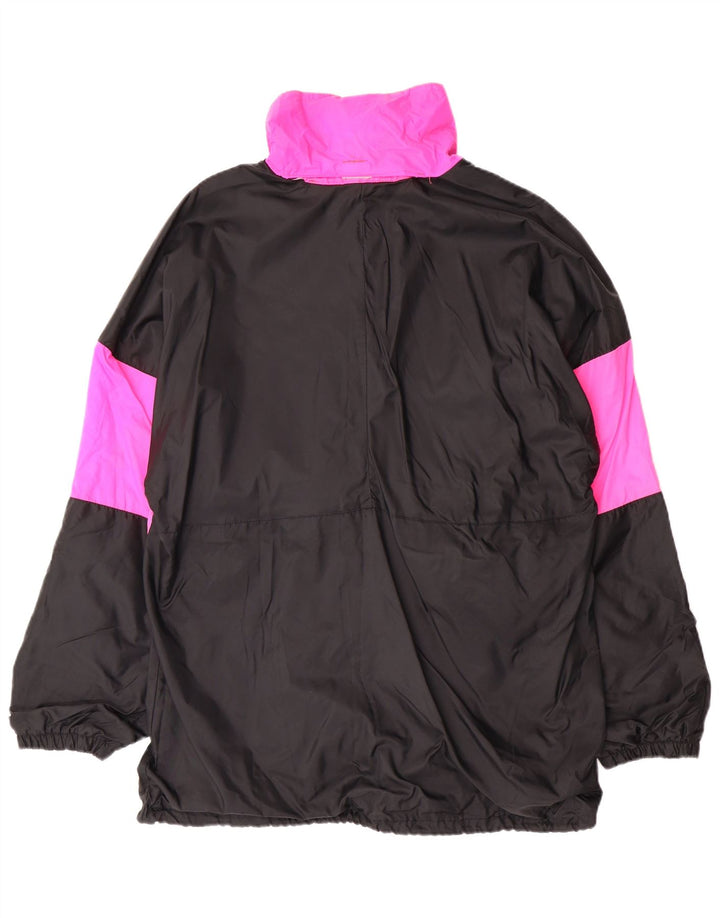 VINTAGE Herren-Anorakjacke mit Kapuze, UK 38, mittelschwarzes Colourblock-Polyamid