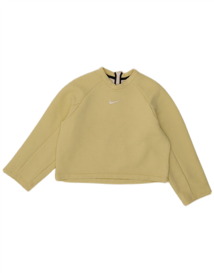 Nike Damen Crop Sweatshirt Pullover UK 10 Small Gelb