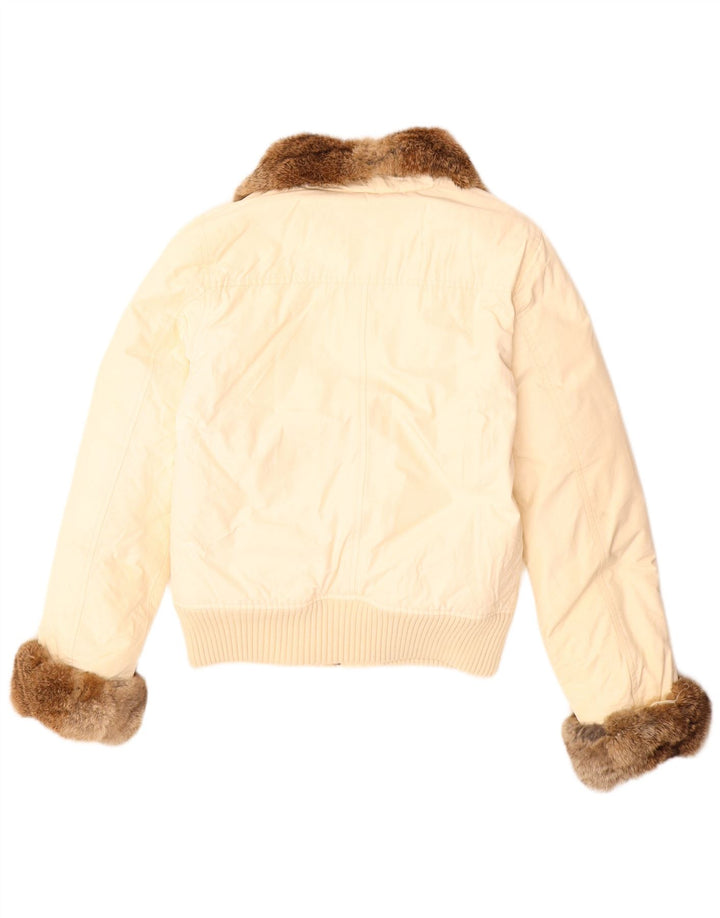 Woolrich Damen Wattierte Jacke UK 10 Small Beige Baumwolle