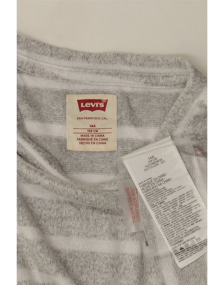 Levi's Sweatshirt-Pullover für Mädchen, 13–14 Jahre, grau gestreifte Viskose
