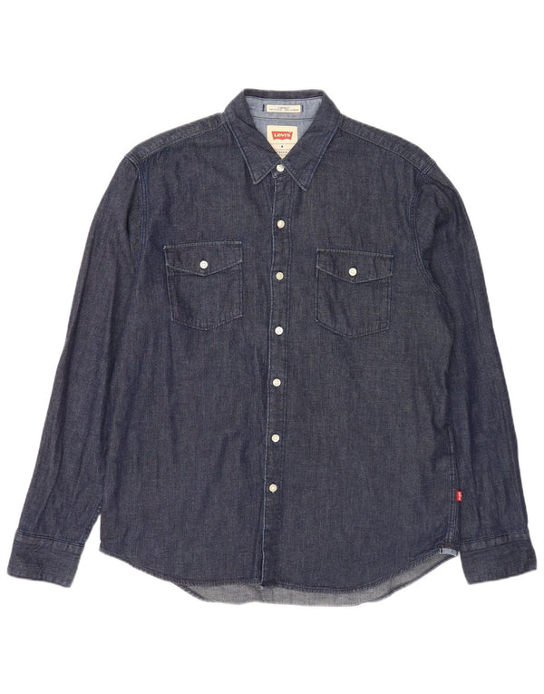 Levi's Herren-Jeanshemd mit Standard-Passform, mittelmarineblaue Baumwolle