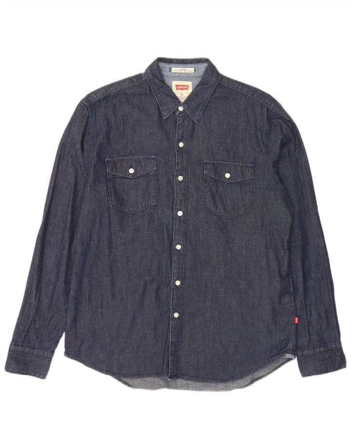Levi's Herren-Jeanshemd mit Standard-Passform, mittelmarineblaue Baumwolle