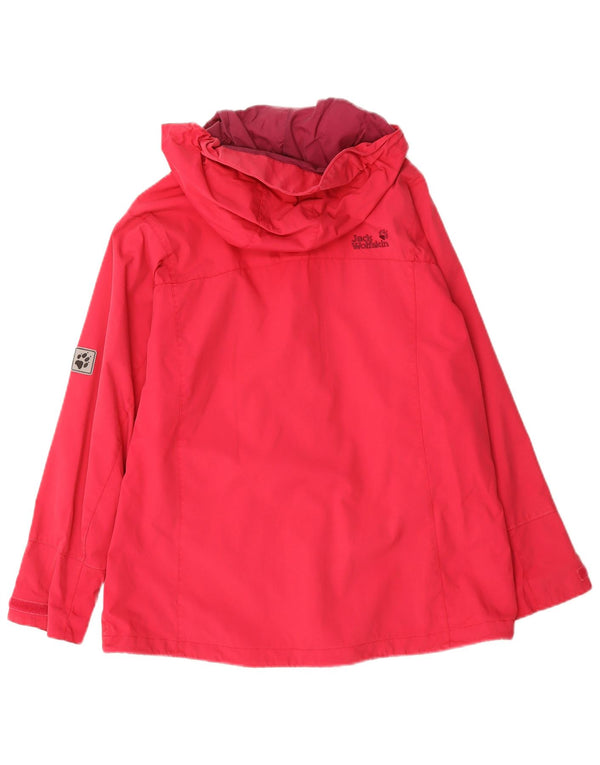 Jack Wolfskin Damen Regenjacke mit Kapuze, UK 16, Größe L, Rot, Polyamid