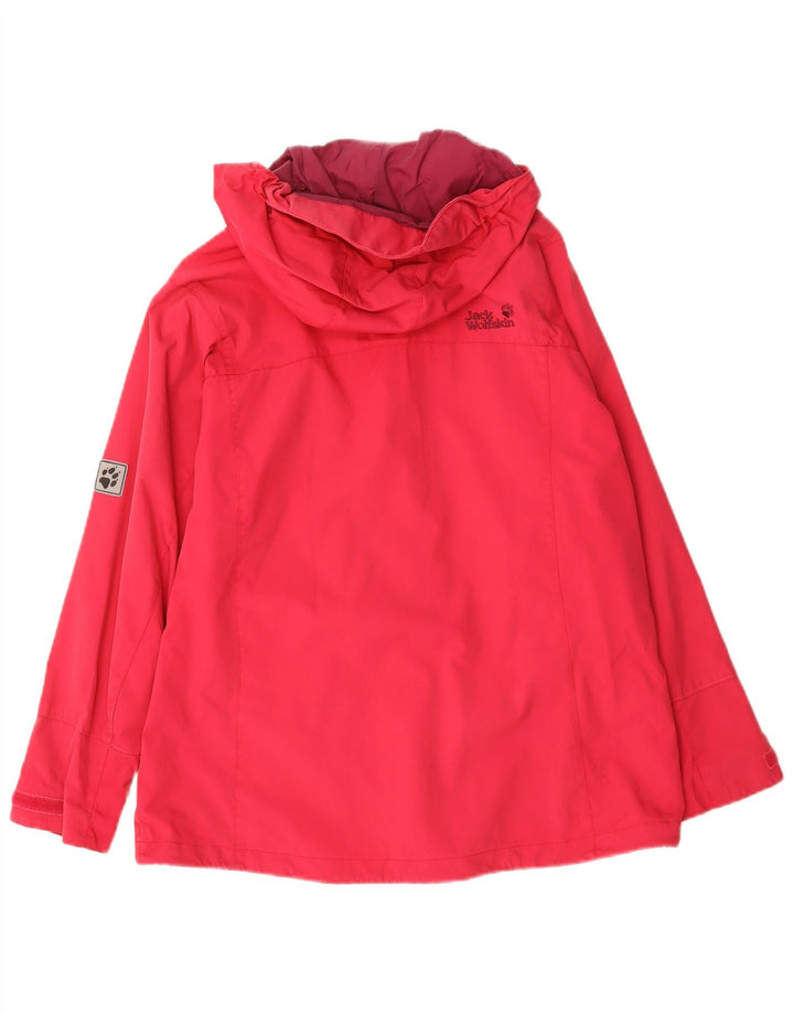 Jack Wolfskin Damen Regenjacke mit Kapuze, UK 16, Größe L, Rot, Polyamid