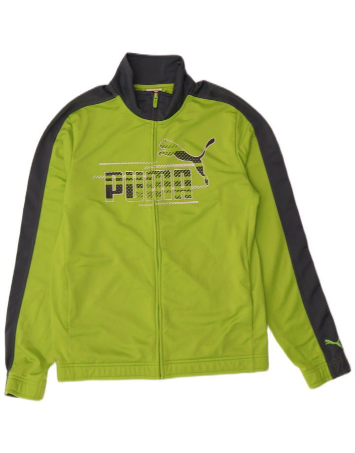 PUMA Herren-Trainingsanzug mit grafischem Oberteil, klein, grün, Farbblock-Polyester
