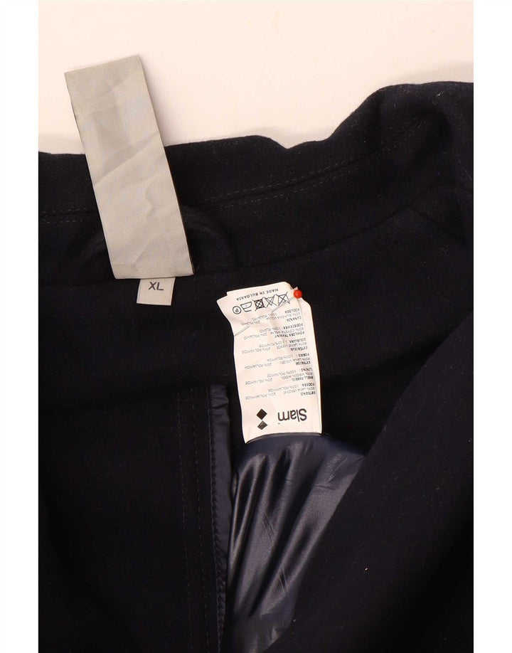 Slam Herren Pea Coat UK 42 XL Marineblaue Wolle